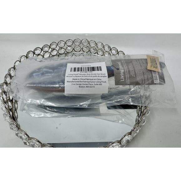 Living Proof Smooth Wooden Boar Bristle Hair Brush Standard Size Blue/Brown New - Picture 3 of 4